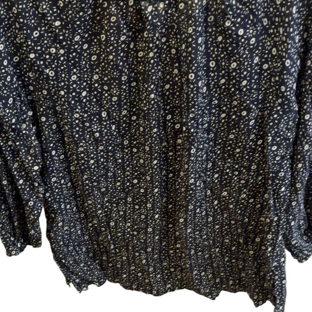 Velvet By Graham & Spencer Abstract Print V-Neck Tunic Blouse 3/4 Sleeve Tassel